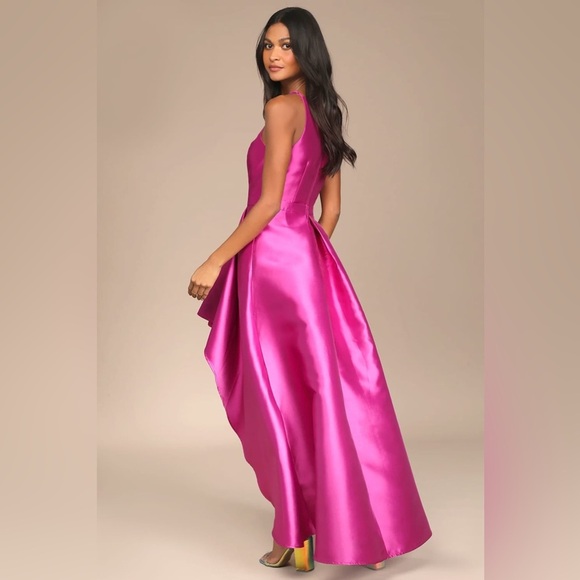 Lulus Broadway Show Magenta Taffeta High-Low Gown Sz. XL - NWT - Picture 4 of 14